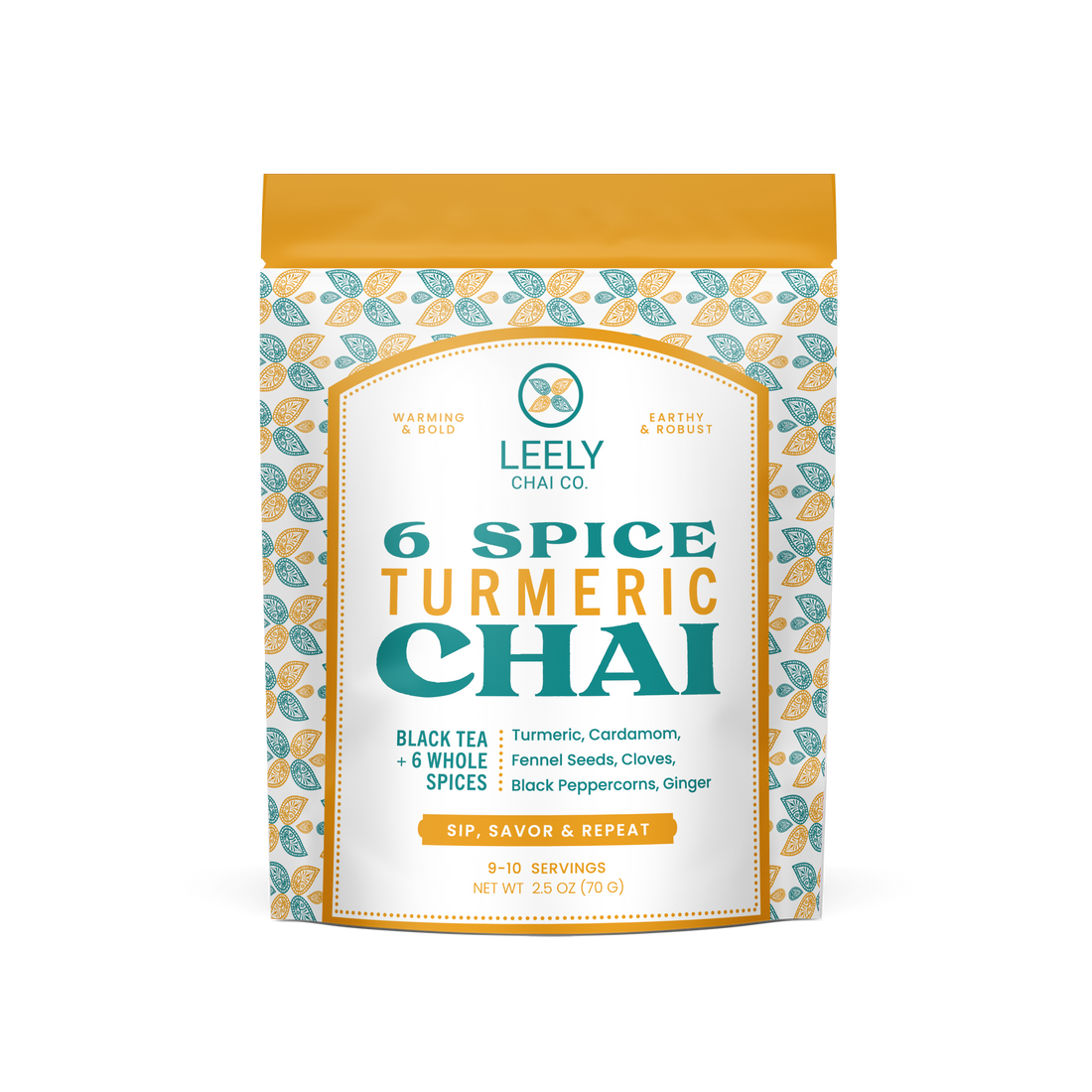 6 Spice Golden Turmeric Chai crafted for a comforting caffeine free daily turmeric tea ritual