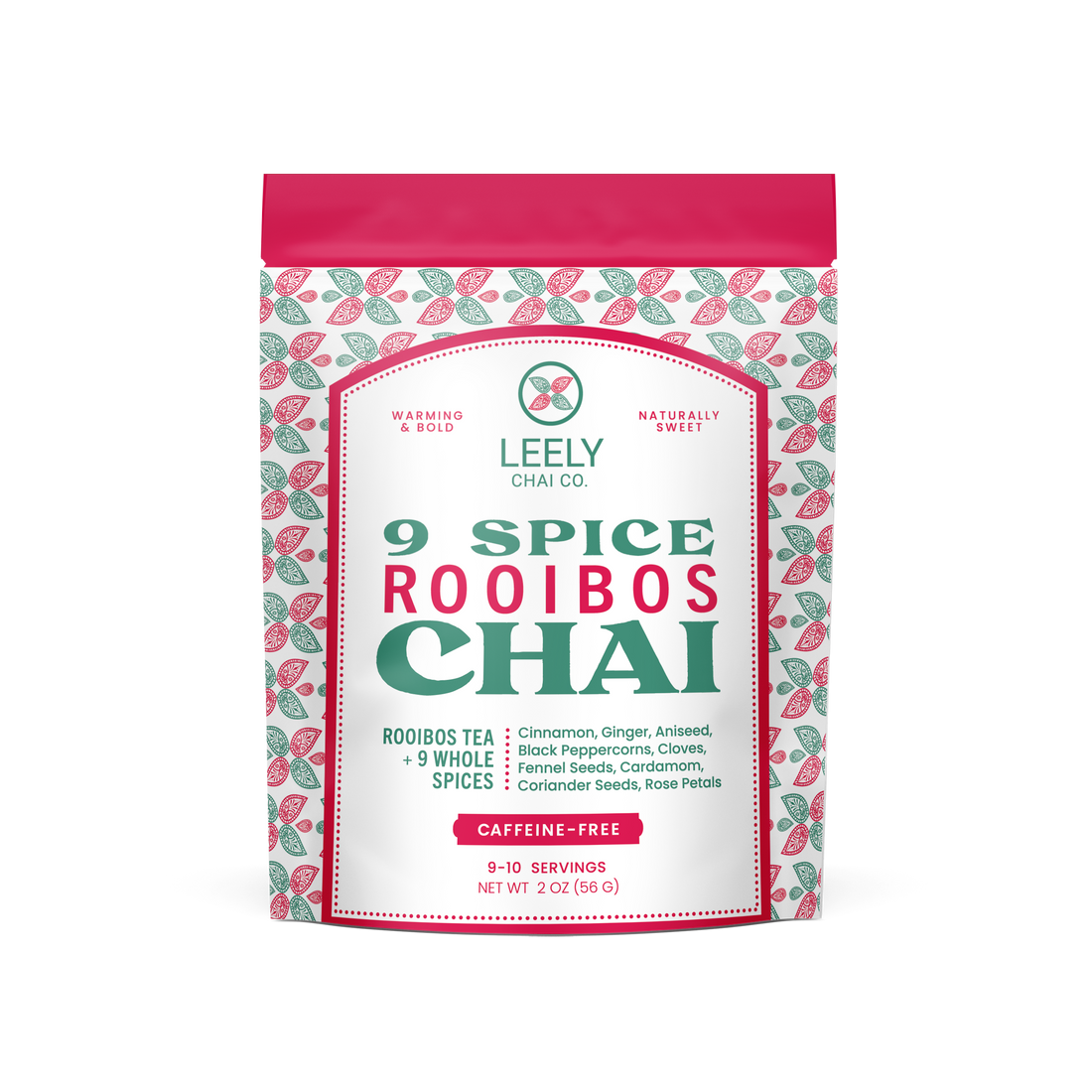 9 Spice Rooibos Chai Caffeine Free soothing caffeine free chai with warming digestive spices