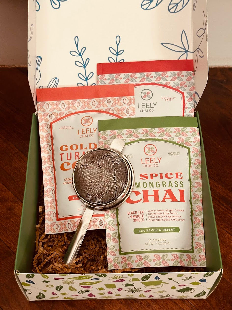 Chai or Cocoa Gift Box Pick 3 curated chai and cocoa gift box for a cozy new home
